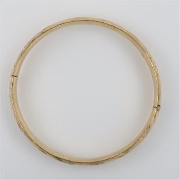 10kt Gold Hollow Hinged Bangle