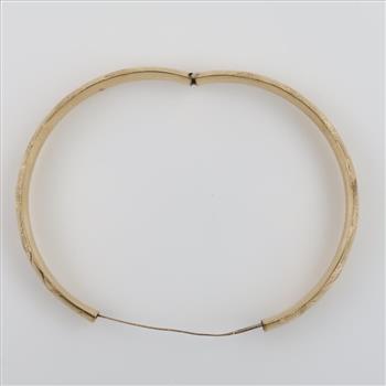 10kt Gold Hollow Hinged Bangle