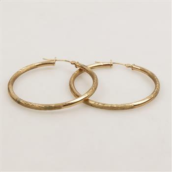10kt Gold Hollow Hoop Earrings
