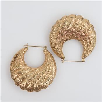 10kt Gold Hollow Hoop Earrings
