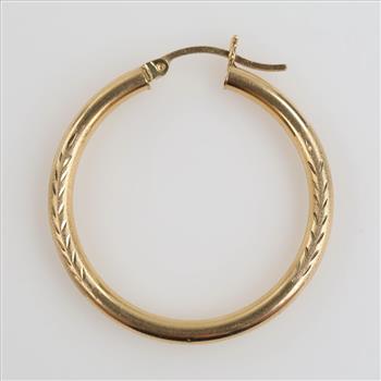 10kt Gold Hollow Hoop Single Earring