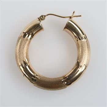 10kt Gold Hollow Hoop Single Earring