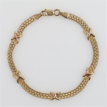 10kt Gold Hollow Link Bracelet