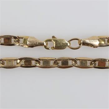 10kt Gold Hollow Mariner Chain Bracelet