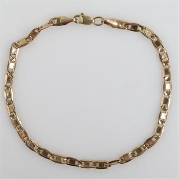 10kt Gold Hollow Mariner Chain Bracelet