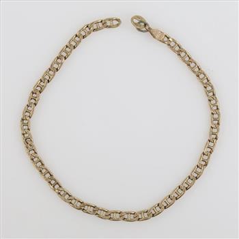 10kt Gold Hollow Mariner Link Bracelet