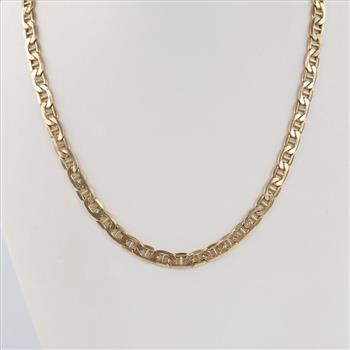 10kt Gold Hollow Mariner Link Necklace
