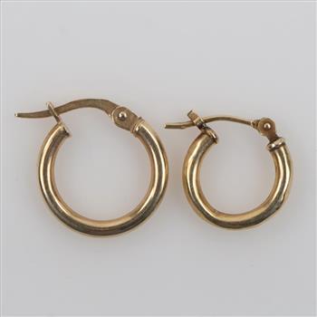 10kt Gold Hollow Mismatch Hoop Earrings
