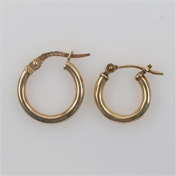 10kt Gold Hollow Mismatch Hoop Earrings