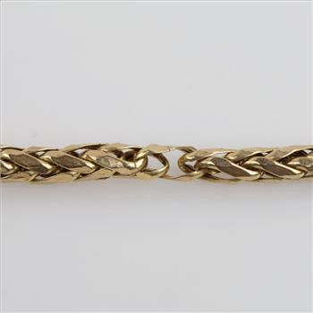10kt Gold Hollow Open Weave Wheat Link Necklace