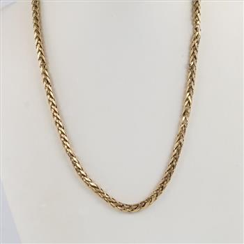 10kt Gold Hollow Open Weave Wheat Link Necklace