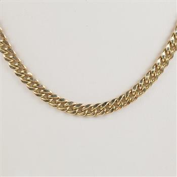 10kt Gold Hollow Puffed Curb Link Necklace