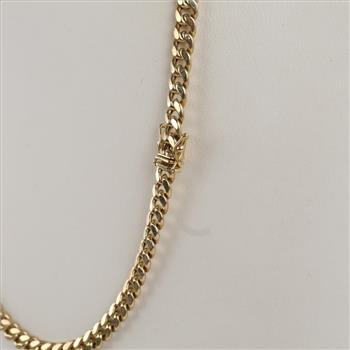 10kt Gold Hollow Puffed Curb Link Necklace