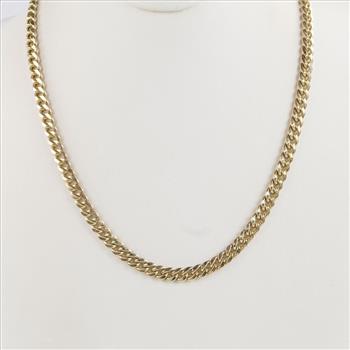 10kt Gold Hollow Puffed Curb Link Necklace