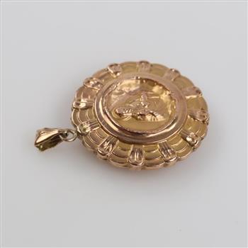 10kt Gold Hollow Religious Circle Pendant