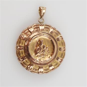 10kt Gold Hollow Religious Circle Pendant
