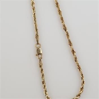 10kt Gold Hollow Rope Chain Bracelet