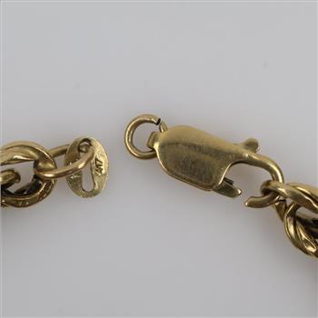 10kt Gold Hollow Rope Chain Bracelet