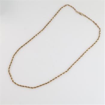 10kt Gold Hollow Rope Chain Necklace