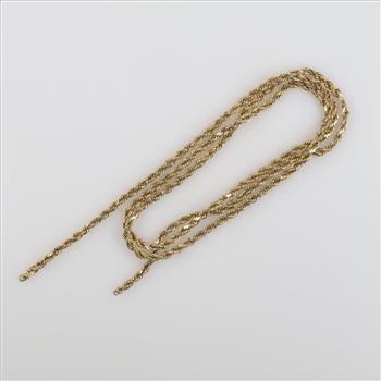 10kt Gold Hollow Rope Chain Necklace