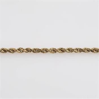 10kt Gold Hollow Rope Chain Necklace