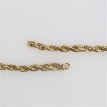 10kt Gold Hollow Rope Chain Necklace