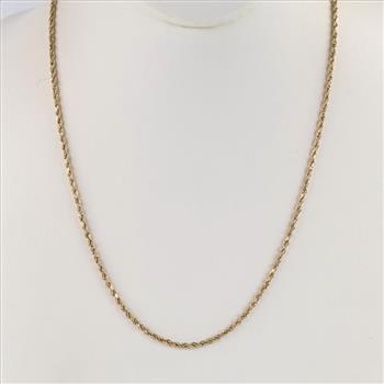 10kt Gold Hollow Rope Chain Necklace