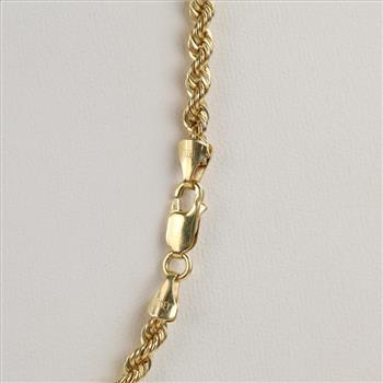 10kt Gold Hollow Rope Chain Necklace