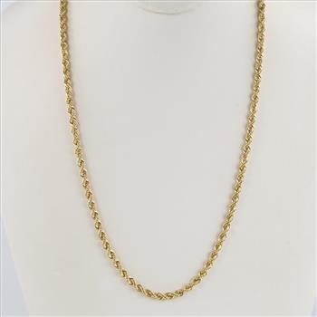 10kt Gold Hollow Rope Chain Necklace