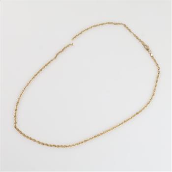 10kt Gold Hollow Rope Chain Necklace
