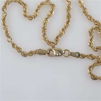 10kt Gold Hollow Rope Chain Necklace