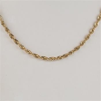 10kt Gold Hollow Rope Chain Necklace