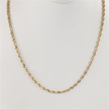 10kt Gold Hollow Rope Chain Necklace