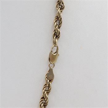 10kt Gold Hollow Rope Chain Necklace