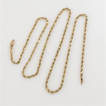 10kt Gold Hollow Rope Chain Necklace