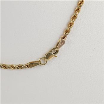 10kt Gold Hollow Rope Chain Necklace
