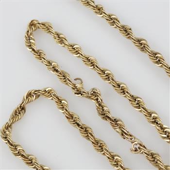 10kt Gold Hollow Rope Chain Necklace