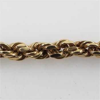 10kt Gold Hollow Rope Chain Necklace