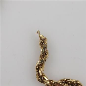 10kt Gold Hollow Rope Chain Necklace
