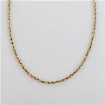 10kt Gold Hollow Rope Chain Necklace