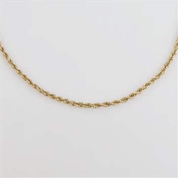 10kt Gold Hollow Rope Chain Necklace