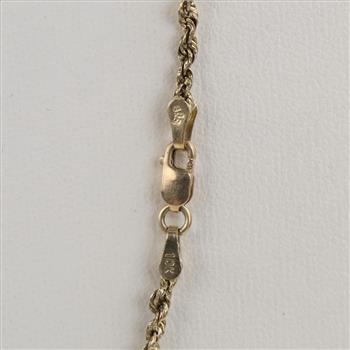 10kt Gold Hollow Rope Chain Necklace
