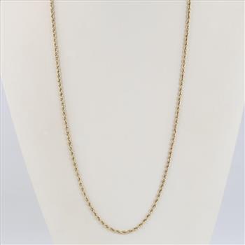 10kt Gold Hollow Rope Chain Necklace