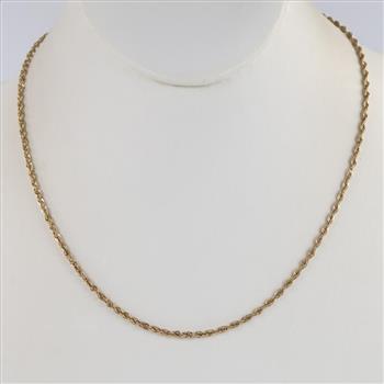 10kt Gold Hollow Rope Chain Necklace