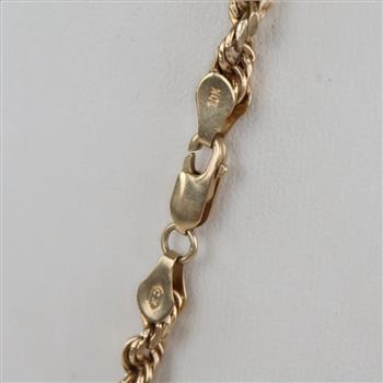 10kt Gold Hollow Rope Chain Necklace