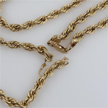 10kt Gold Hollow Rope Chain Necklace