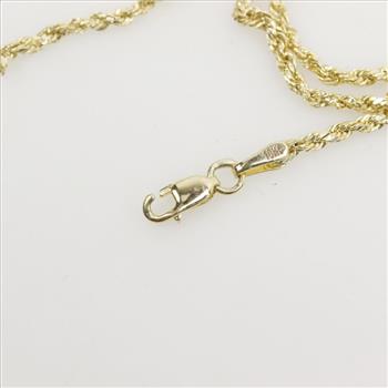 10kt Gold Hollow Rope Chain Necklace