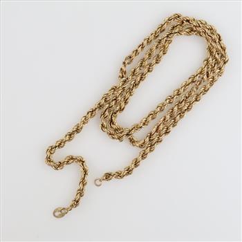 10kt Gold Hollow Rope Chain Necklace