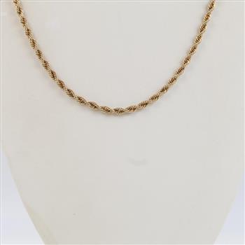 10kt Gold Hollow Rope Chain Necklace