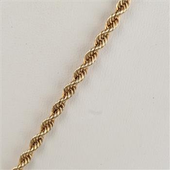 10kt Gold Hollow Rope Chain Necklace